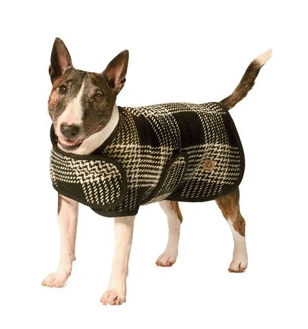 Chilly Dog Black & White Plaid Blanket Coat